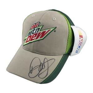 Dale Earnhardt Jr Checkered Flag #88 Mt Dew Strapback Hat Nascar AUTOGRAPHED New
